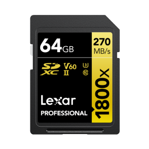 Lexar Professional SDXC 64GB 1800x 270MB/s UHS-II GOLD Series