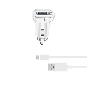Cellular Line Car Charger Set for Huawei USB-A with micro USB cable 10W white