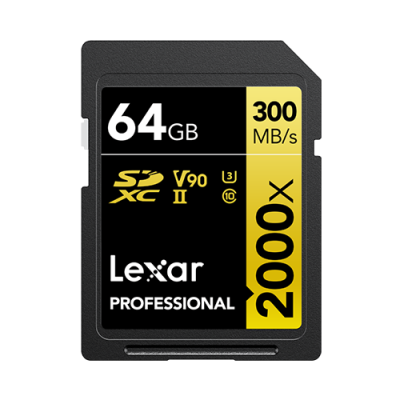 Lexar Professional SDXC 64GB 2000x UHS-II 300MB/s GOLD Series