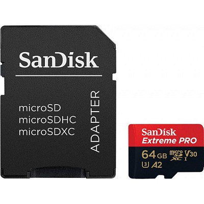 Sandisk Extreme Pro microSDXC A2 64GB 170MB/s V30 + adapter