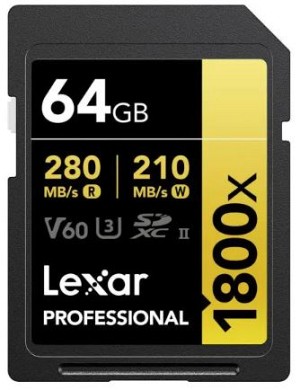 Lexar Professional SDXC 64GB 1800x 280MB/s UHS-II GOLD Series
